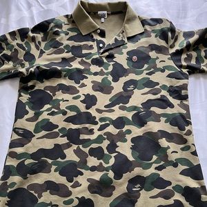 bathing ape camo polo